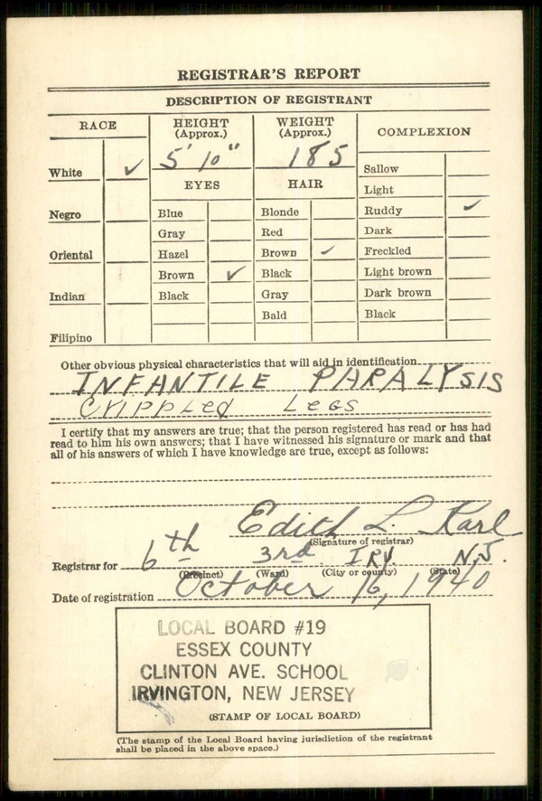 Henry Greuter World War II Draft Registration