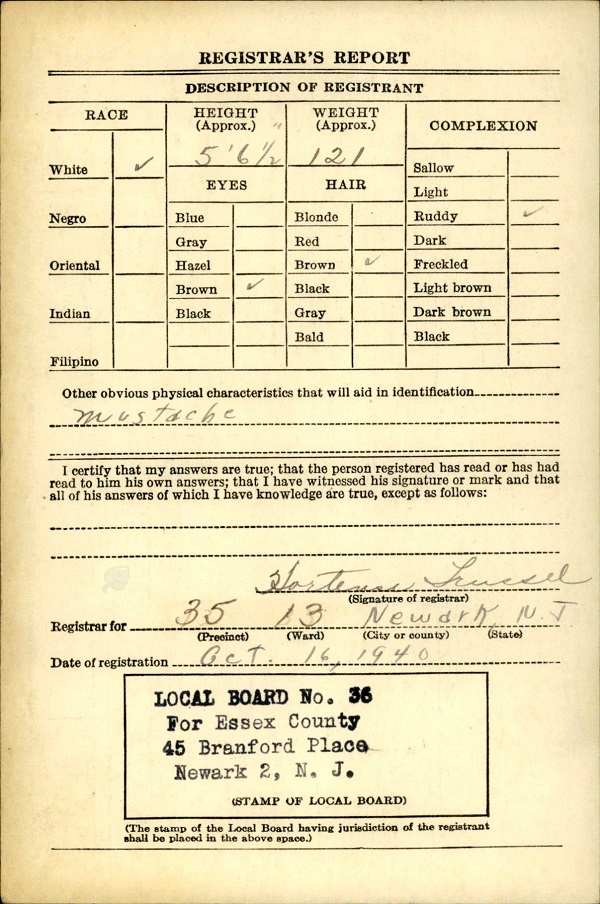 Herman Drill WW2 Draft Registration