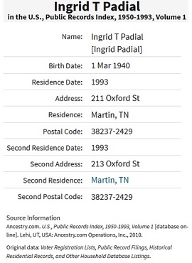 Ingrid T. Padial Birth Record