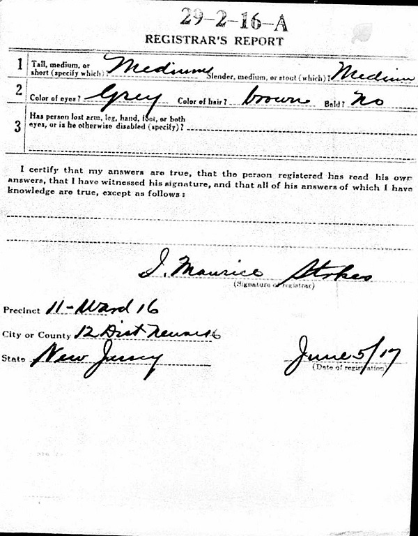 Joseph Paul Bederski WW1 Draft Registration