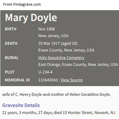 Mary Westerwelt Doyle Cemetery Record