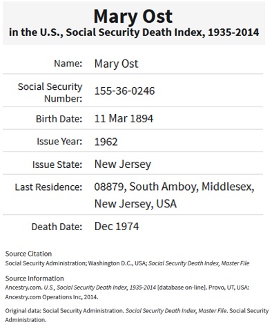 Mary Ost SSDI