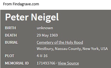 Peter Stephen Neigel Death Record