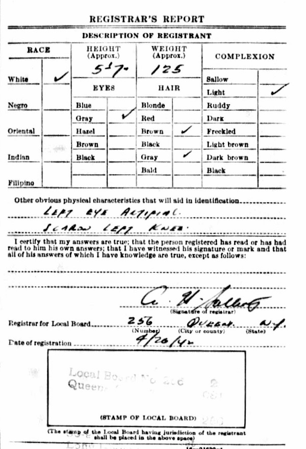 Peter Stephen Neigel WW2 Draft Registration