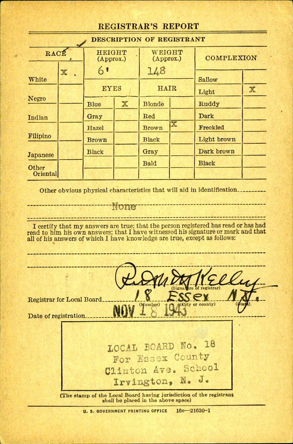 Robert Germann WW2 Draft Registration