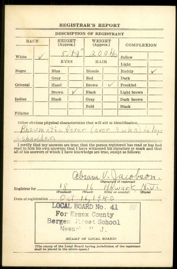 Robert C. Greuter World War II Draft Registration