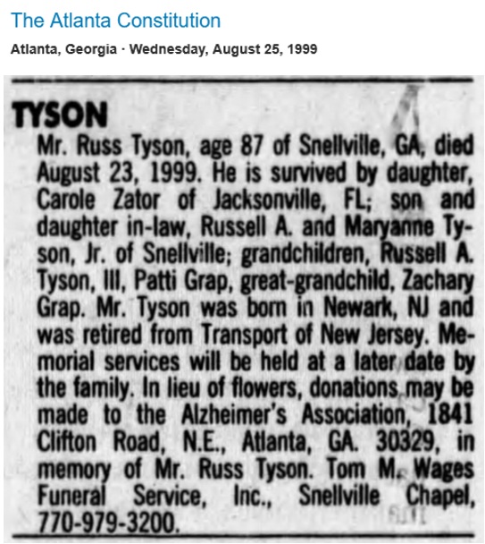 Russell Tyson Obituary