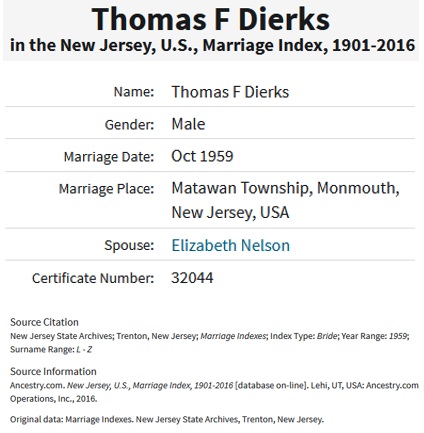 Elizabeth Nelson Marriage Record