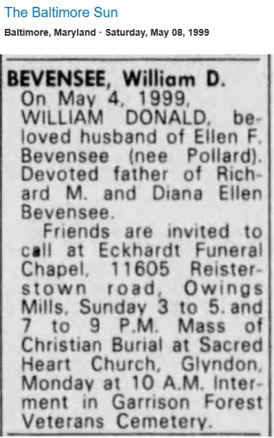 William D. Bevensee Obituary